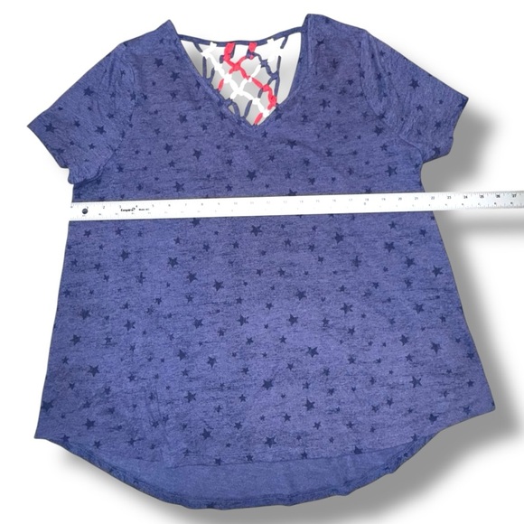 LANE BRYANT High-Low Macrame-Back Top - Plus 14/16 Medieval Blue - Picture 7 of 11